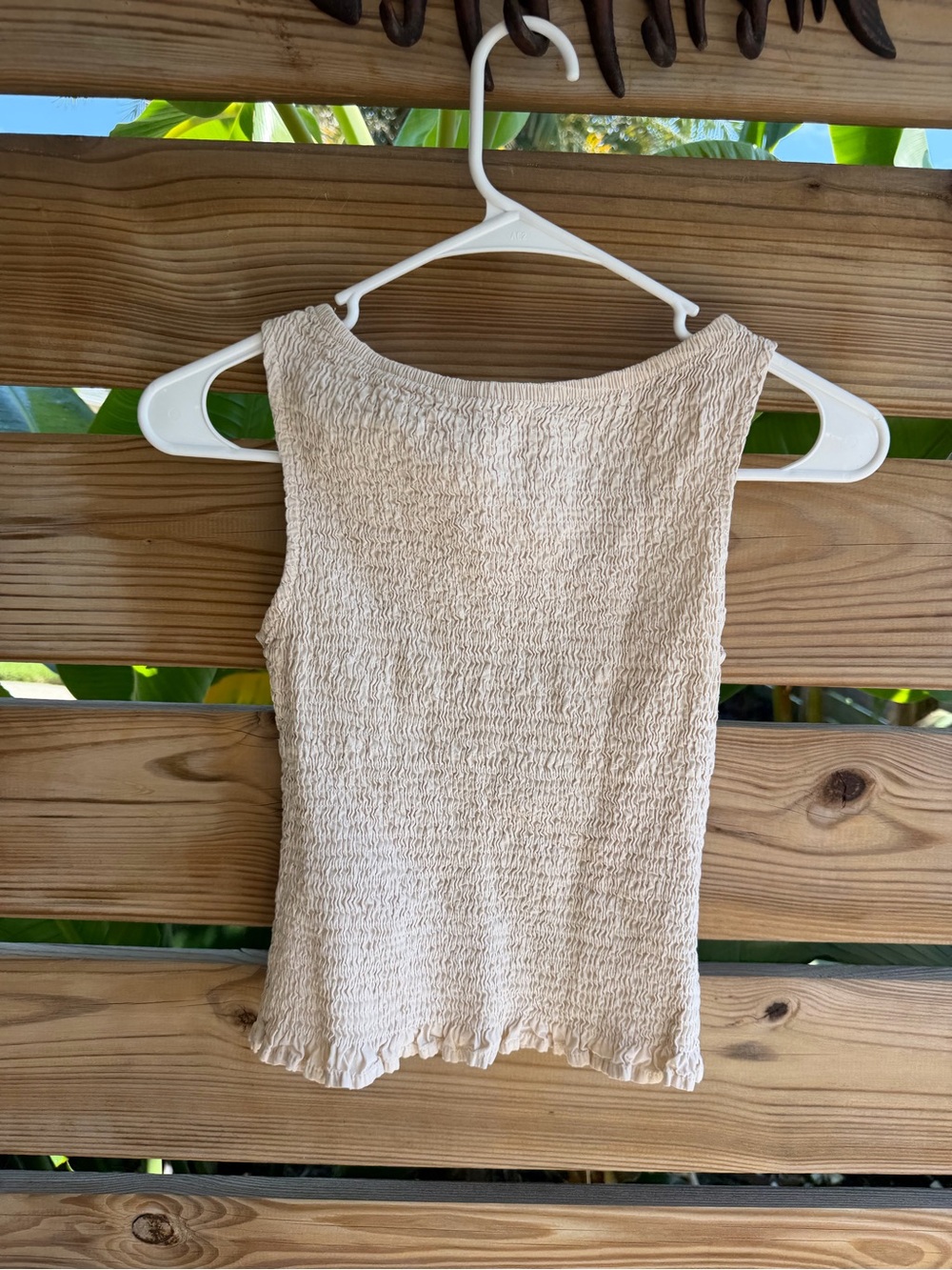 ASOS Cream Smocked Tank Top
